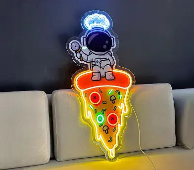 UV Print Astronaut Spins Pizza Digital LED Neon Sign