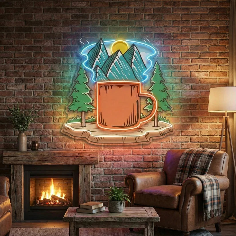 UV Print Coffee In Nature Neon Light