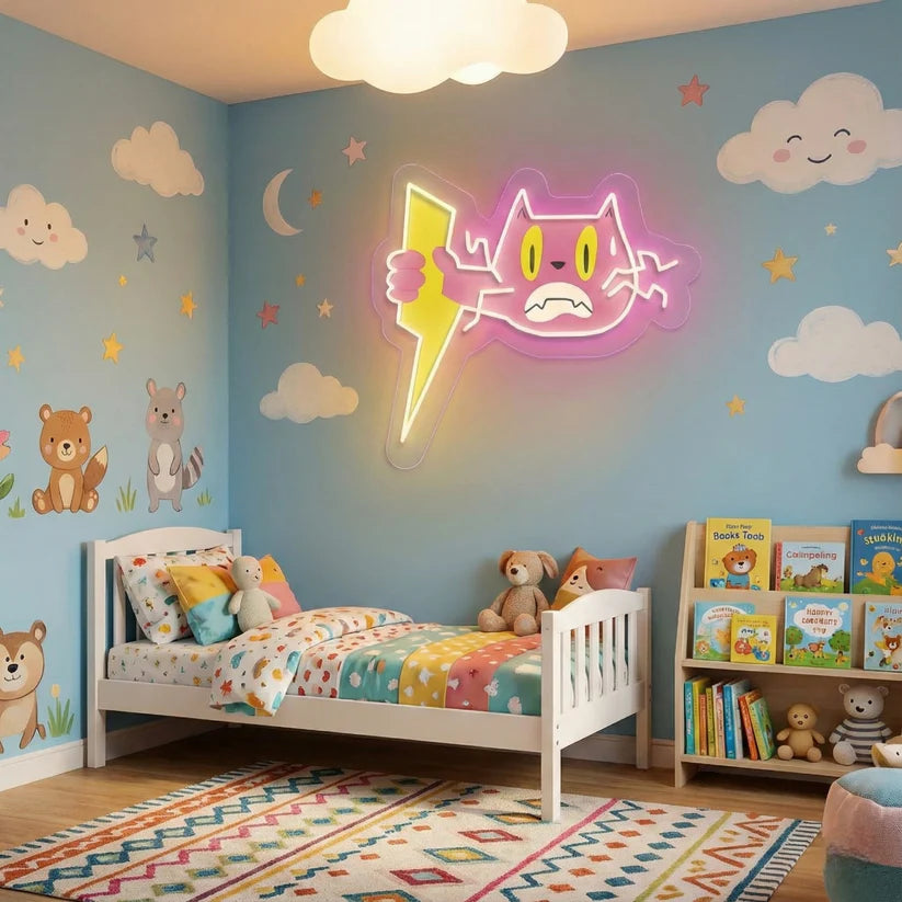 UV Print Pink Cat Neon Signs