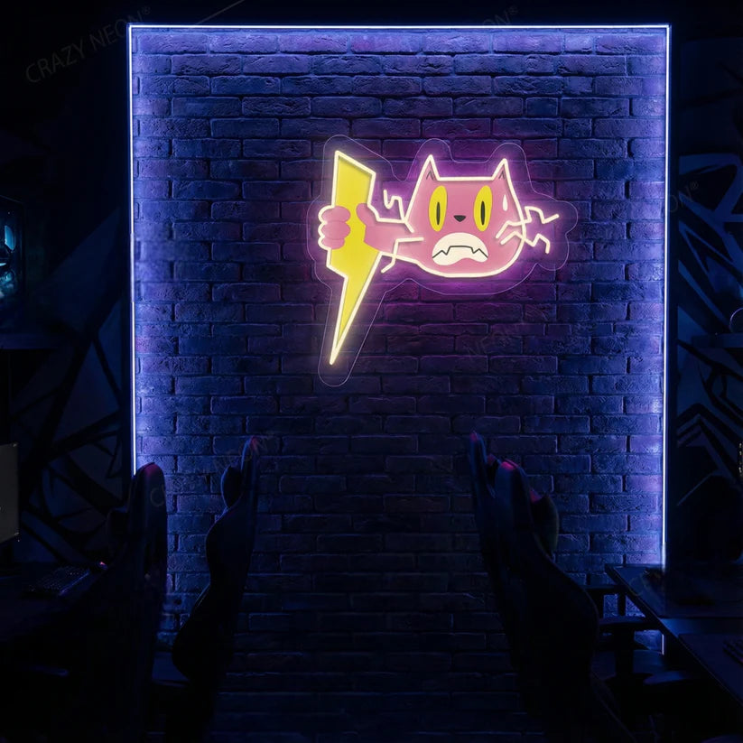UV Print Pink Cat Neon Signs