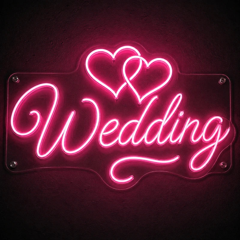 Wedding Diamond Ring Golden Neon Sign