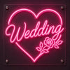 Wedding Heart Rose Pink Neon Sign