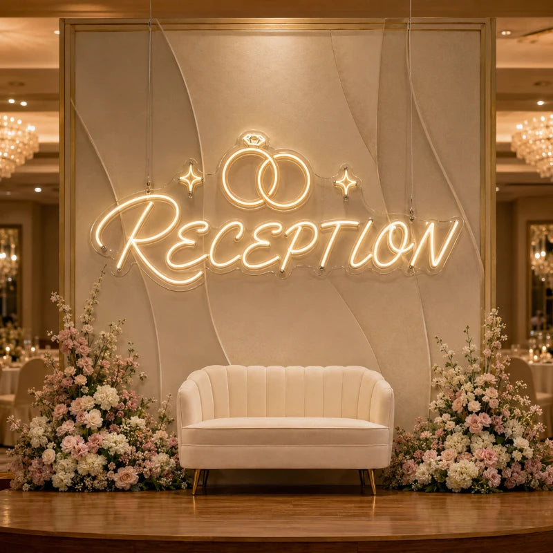 Wedding Reception Rings Neon Sign Board