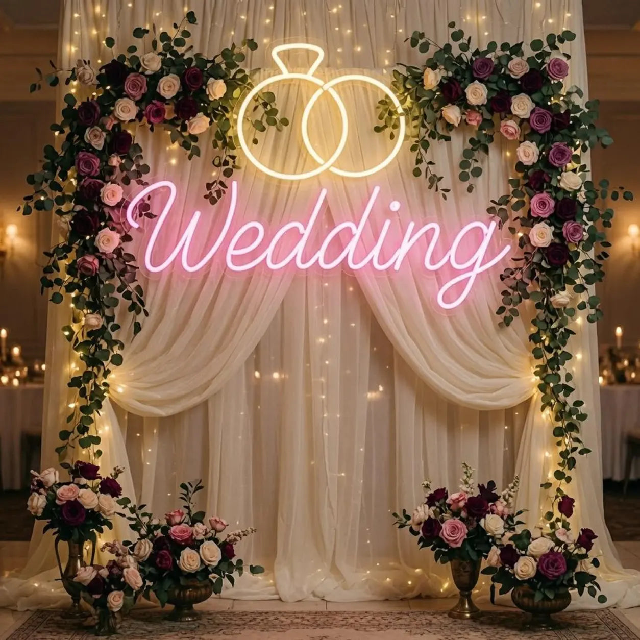 Wedding Rings Neon Sign Wedding Light Wedding Ceremony LED Sign