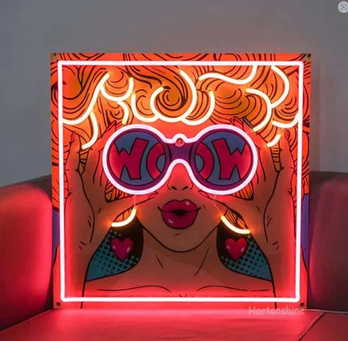Wow Girl UV Print Neon Sign