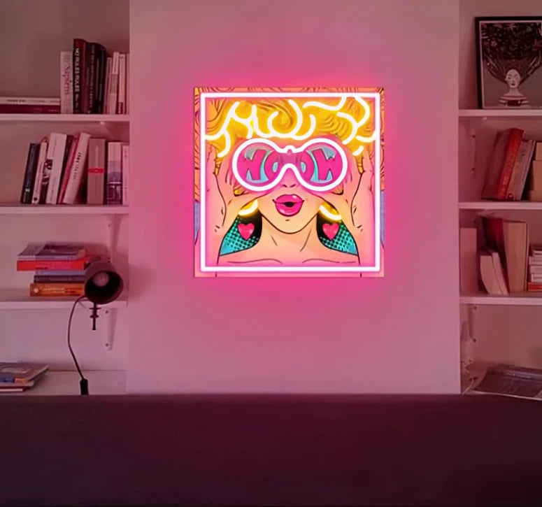 Wow Girl UV Print Neon Sign