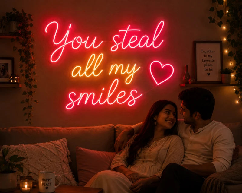 You Steal All My Smiles LED Neon Sign For Couple Bedroom